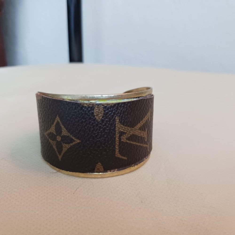 LV Monogram Bracelet Monogram Canvas Upcycled Cuff Bracelet